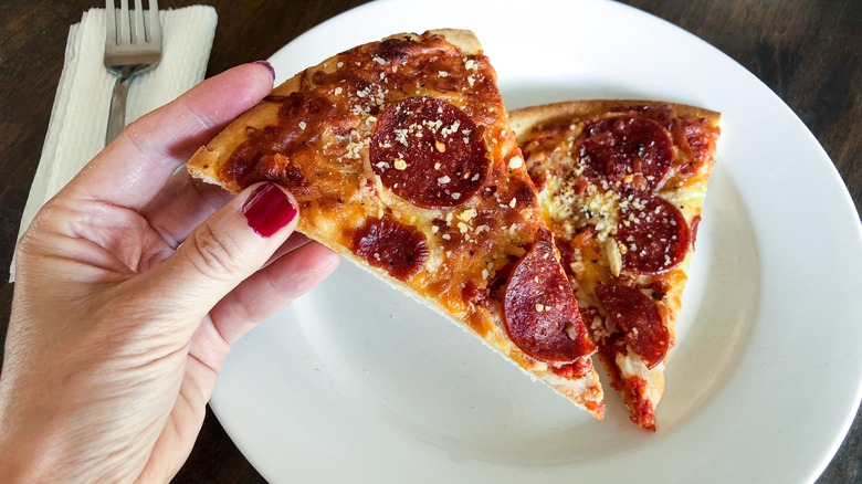 Pepperoni pizza on plate