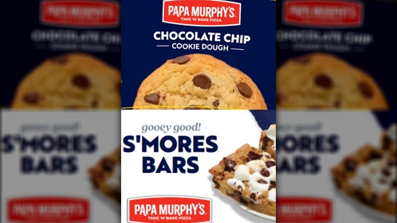 papa murphy's chocolate chip cookie dough and s'mores bars labels