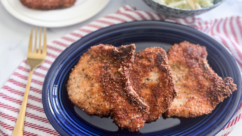 crusted pork cutlets with slaw