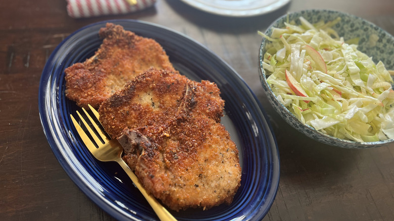 crusted pork cutlets with slaw