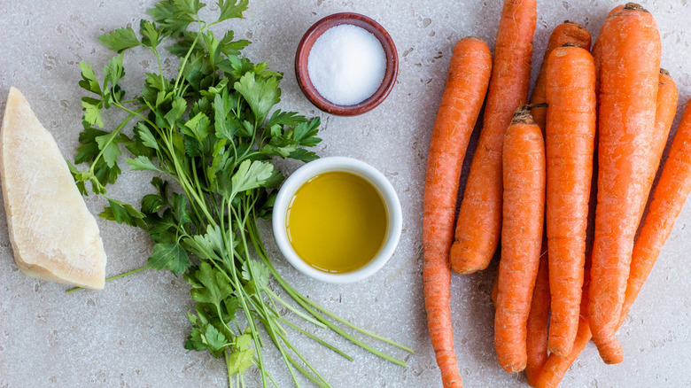 ingredients for parmesan roasted carrots