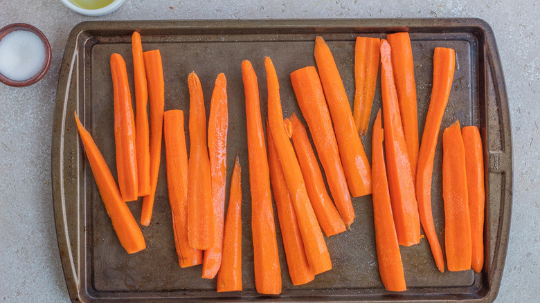 Carrots on a baking sheet