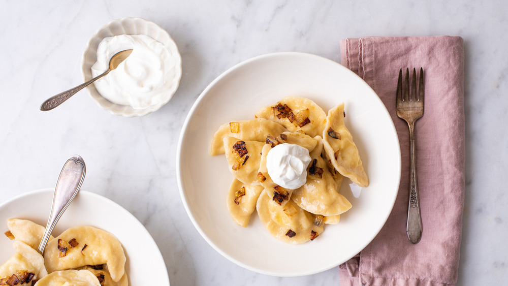 pierogies with sour cream