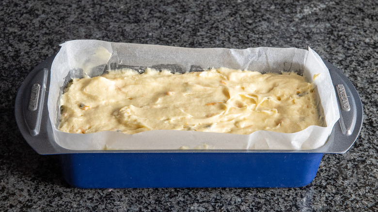 passionfruit cake in loaf pan 