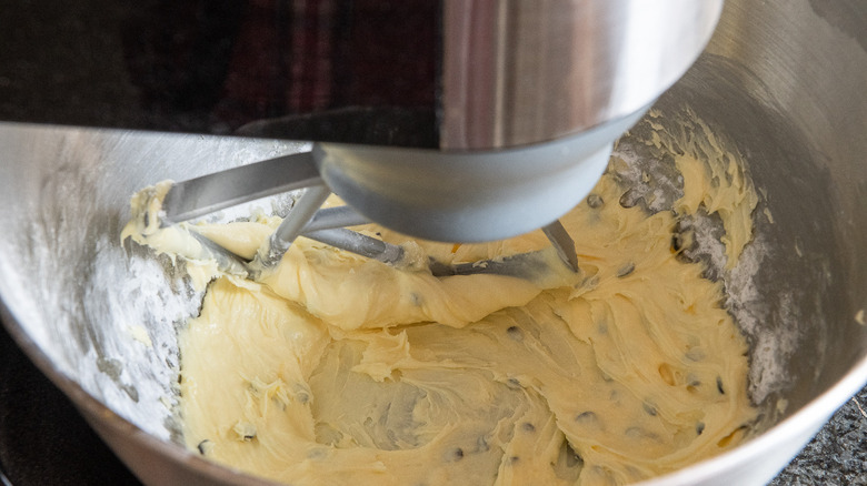 passionfruit icing in mixer 