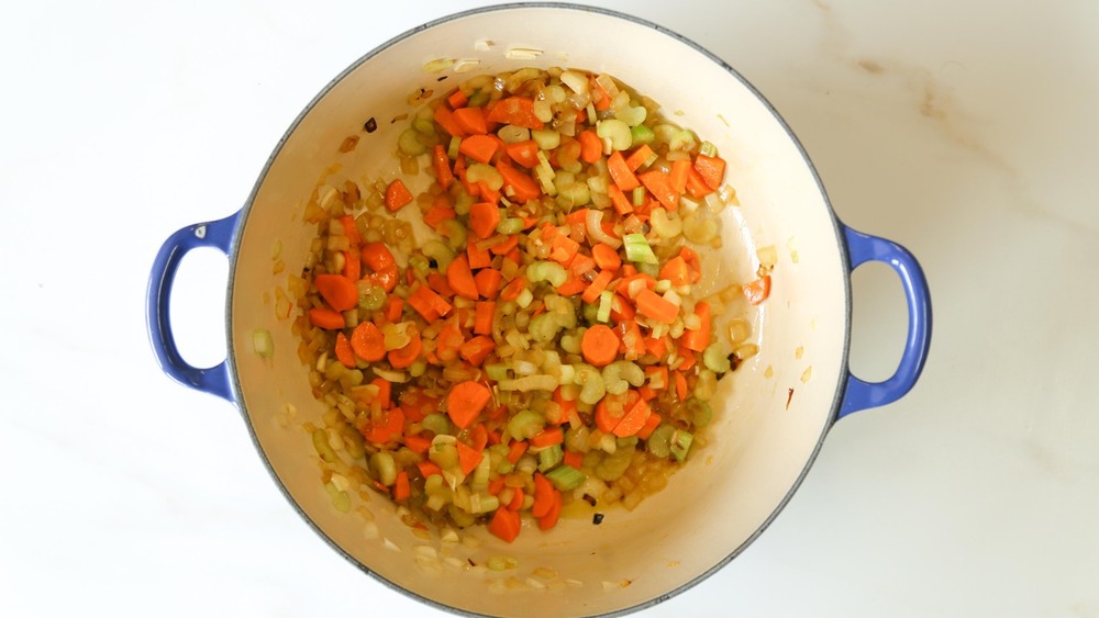 soup veggies in Dutch oven