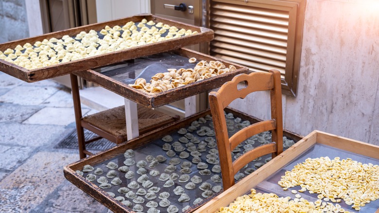 fresh pasta drying outside