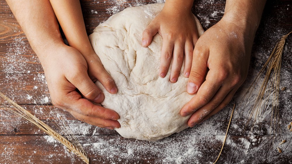 Dad baking with child