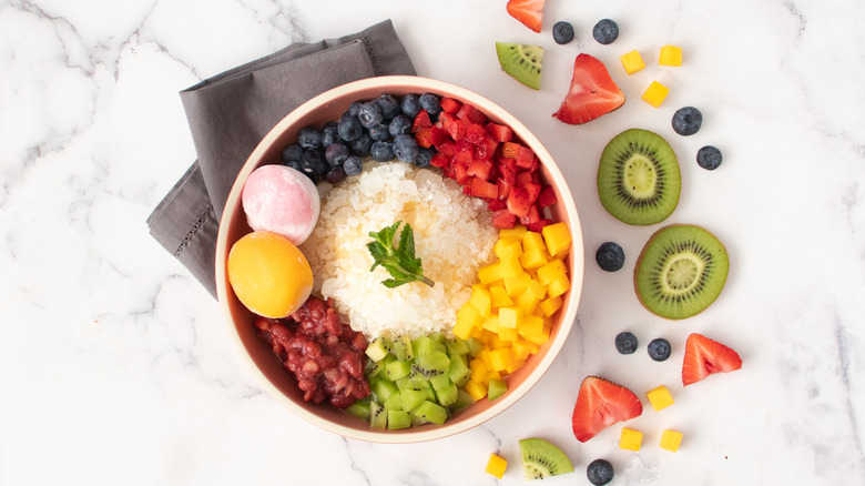 Korean shaved ice with garnishes