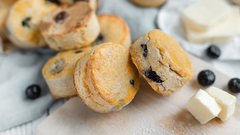 Blueberry scones with butter squares