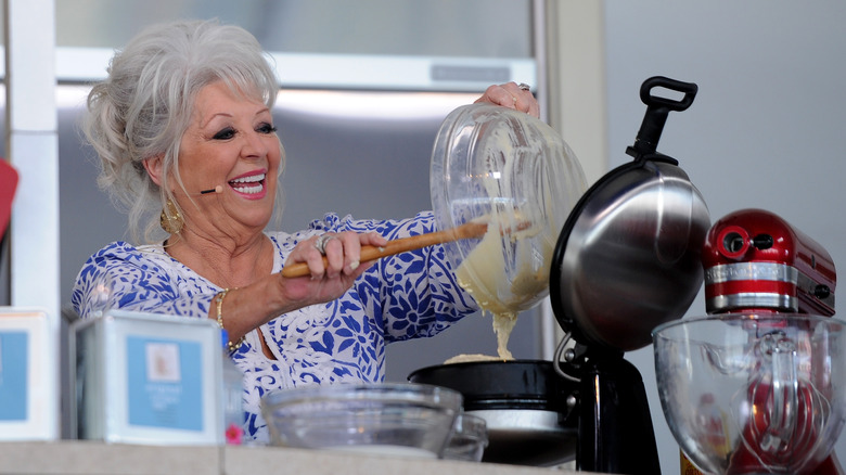 Southern cook Paula Deen pours batter