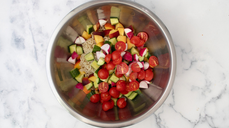 noodles with fruit and vegetables