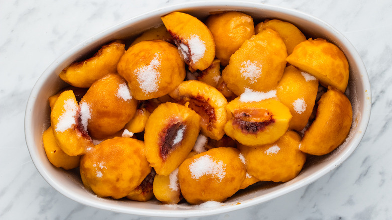 peaches in baking dish