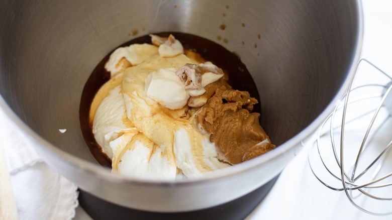 peanut butter in stand mixer 