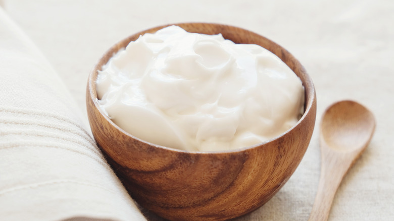 Greek yogurt in a bowl 