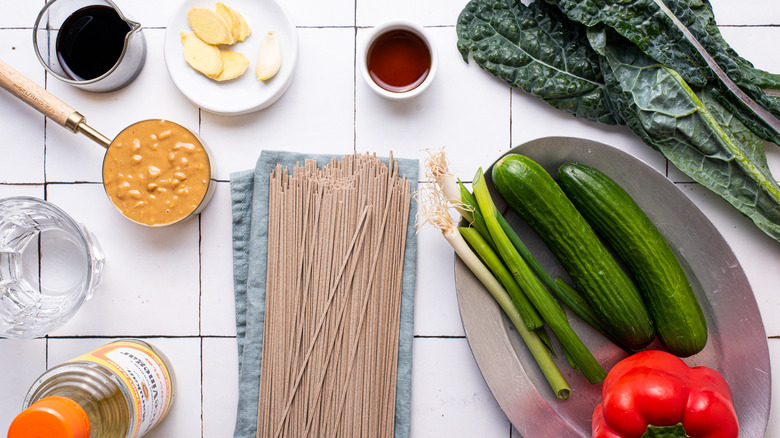 ingredients peanut soba noodle salad