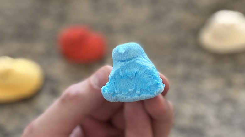 half-eaten Icee Blue Raspberry Peep