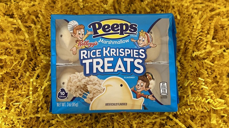 Rice Krispies Treats Peeps in Easter basket grass