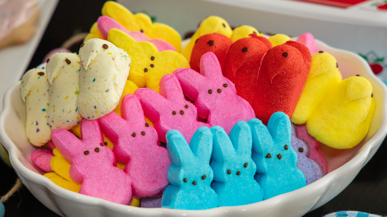 A bowl of Peeps Marshmallows