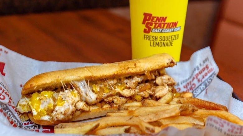 Penn Station sub fries and drink