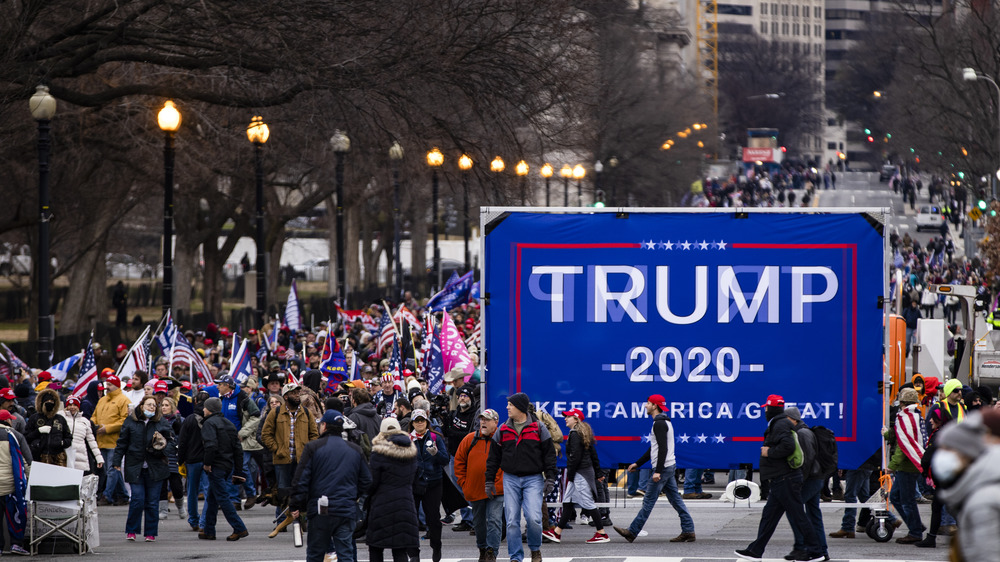 Protesters march at the "Stop the Steal" rally in Washington DC