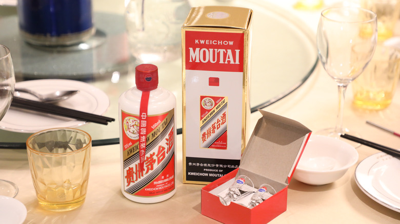 Bottle of Moutai on table
