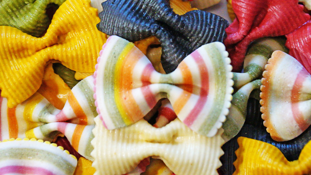 multicolored farfalle pasta in a pile