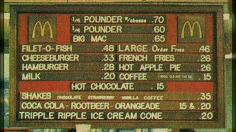 McDonald's menu board from 1973