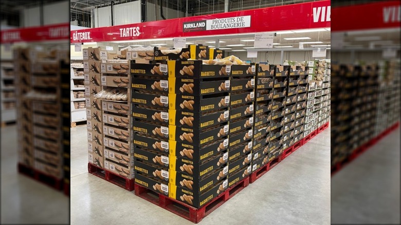 Baguettes on pallets at French Costco