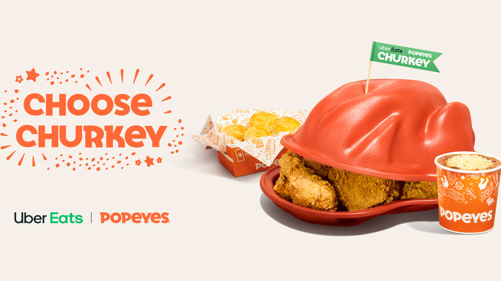 Uber Eats Popeyes promotional poster for churkey