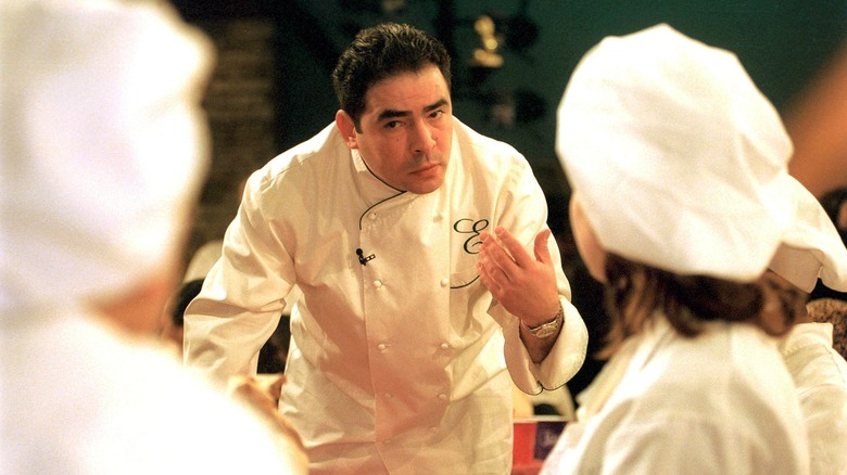 Chef Emeril Lagasse from the Food Network meets with students from the Park West Culinary School in New York, February 16, 2000