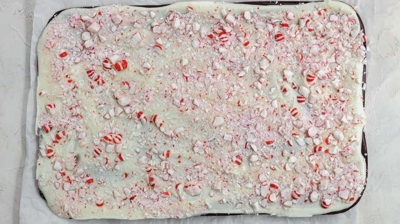 peppermint bark on surface