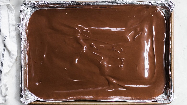 chocolate on a baking sheet 