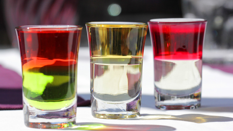 Layered shots with peppermint schnapps