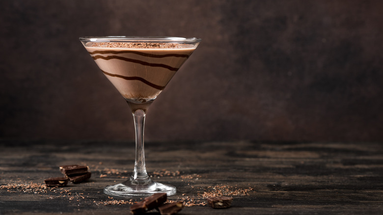 Chocolate mint martini on wood table