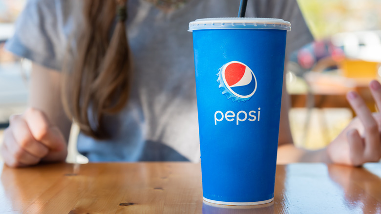 A disposable Pepsi cup