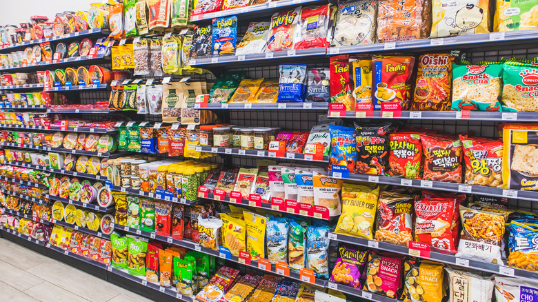 Shelves full of chips