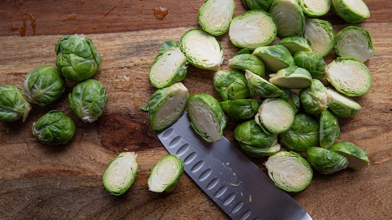 halved brussels sprouts