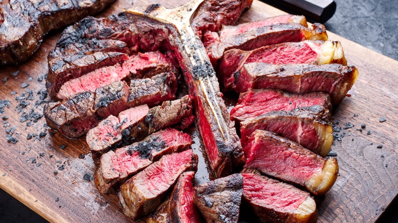 slices of steak on the T-bone