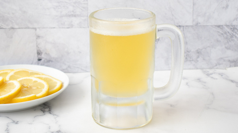 beer and lemonade in glass