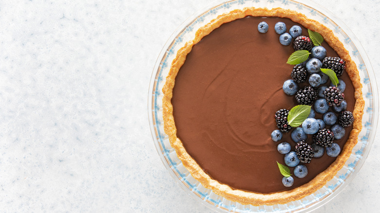 chocolate tart with berries