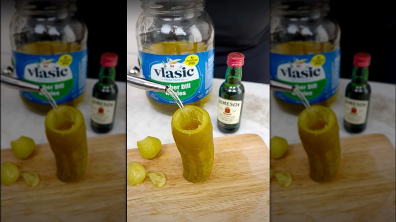 pickleback whisky in a pickle