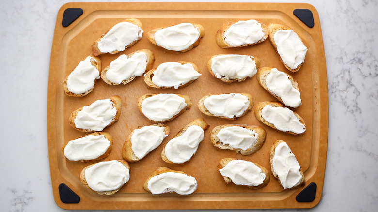 baguette slices with ricotta spread