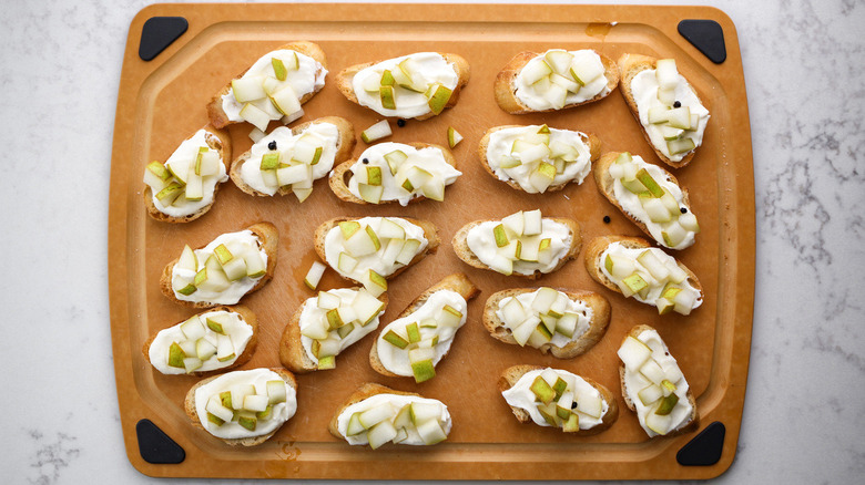 crostini with diced pears