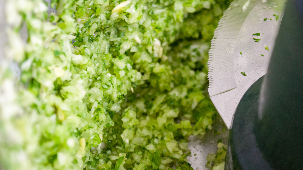 chopped cilantro, onion and garlic for pico de gallo