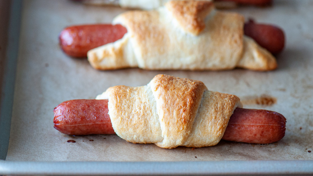 pigs in a blanket on baking sheet