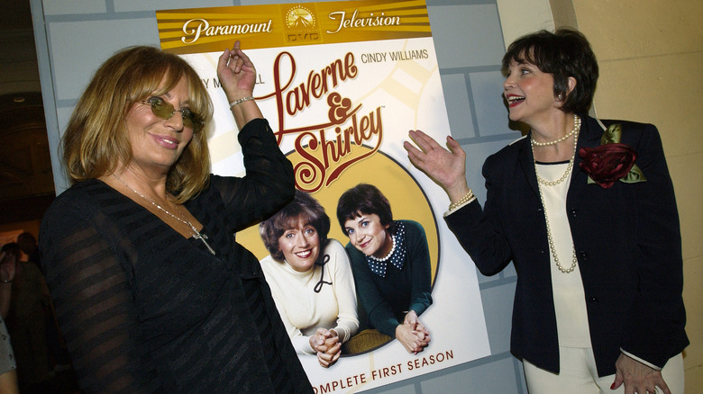 Laverne & Shirley stars with poster