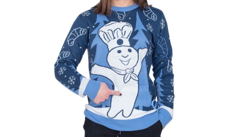 The Pillsbury holiday sweater on a female model