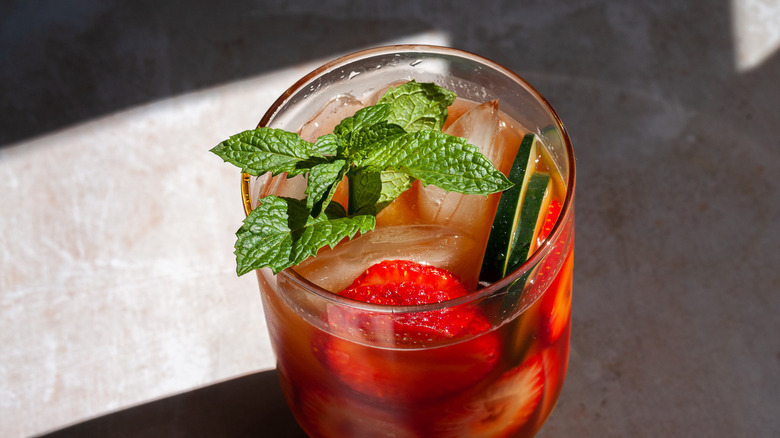 Pimm's Cup Cocktail in a glass