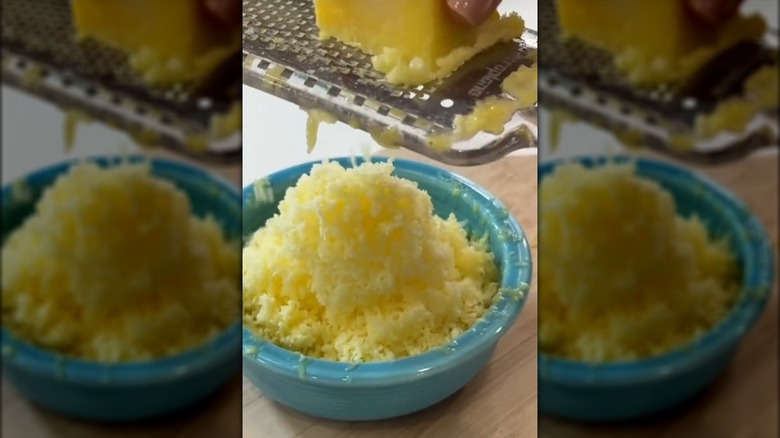 Grating frozen pineapple 